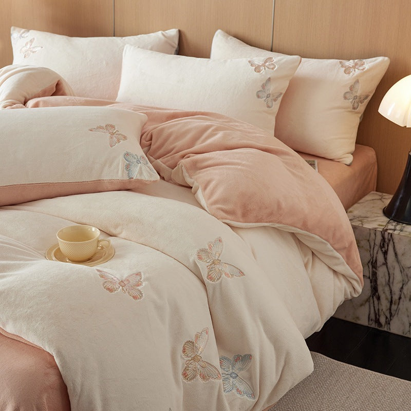 Milk fiber fleece duvet cover set, extra warm