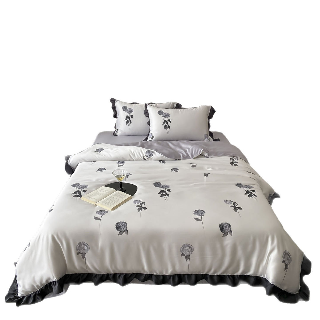Lyocell bedding, 4-piece, floral pattern