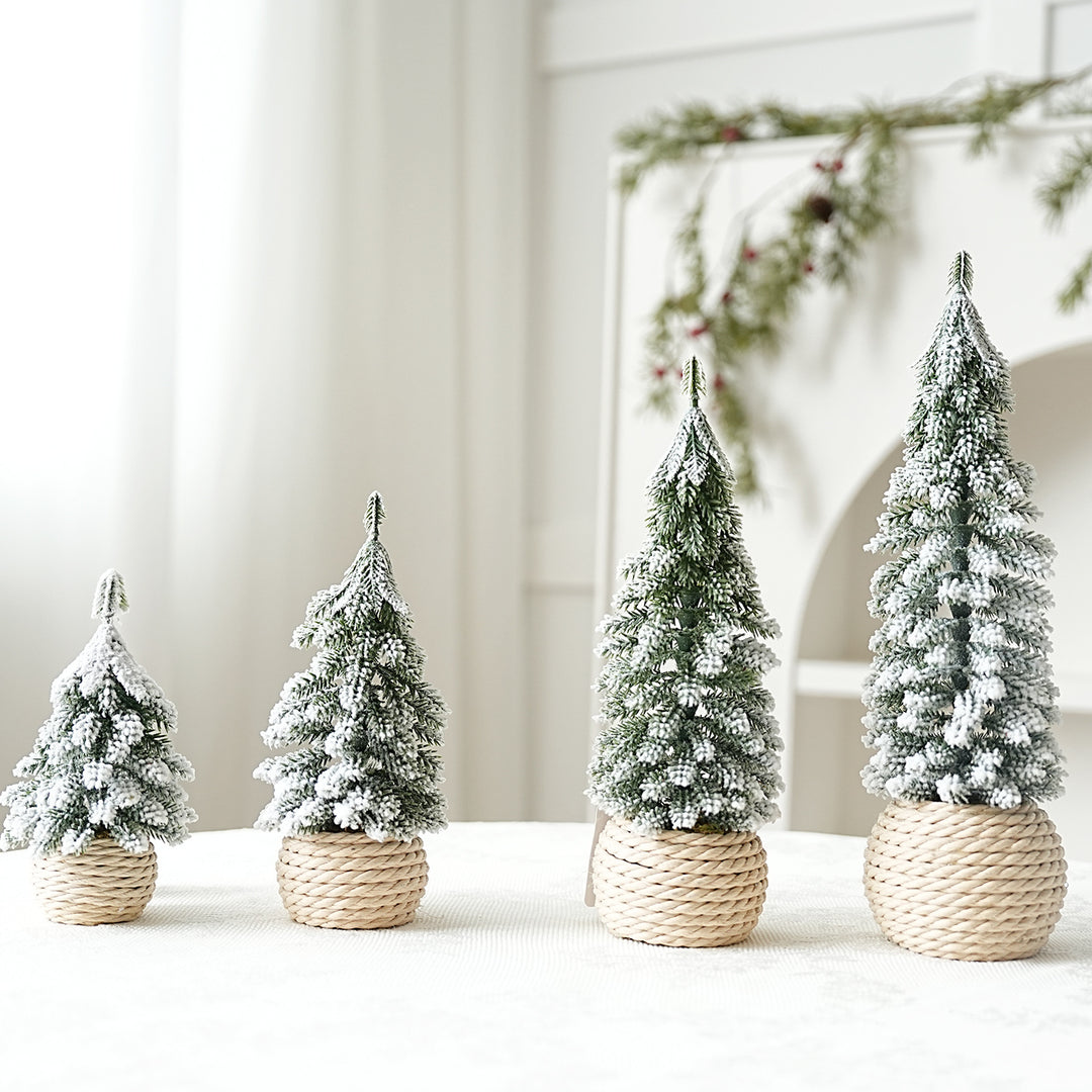Mini Christmas tree with flocking, PE, table decoration