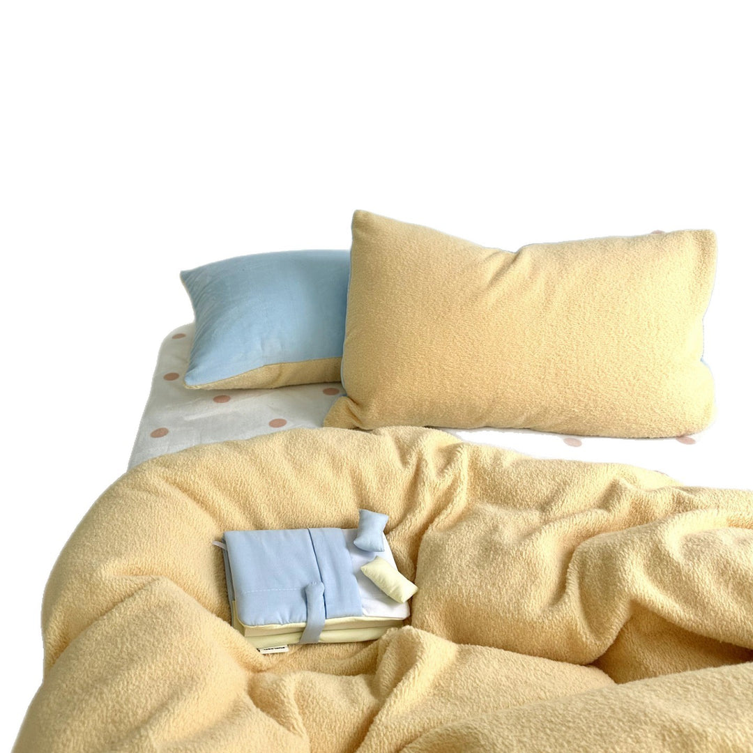 Milk fiber fleece bedding set, solid color, soft