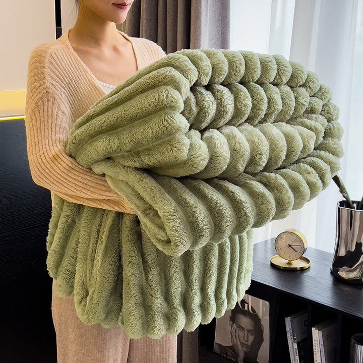 Rabbit fur wool blanket, polyester, Nordic