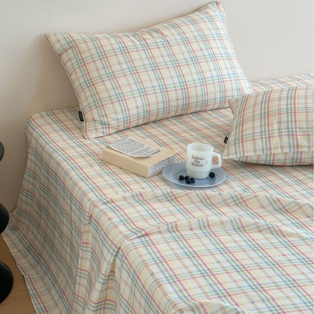 Double-layer cotton fitted sheet, soft and breathable