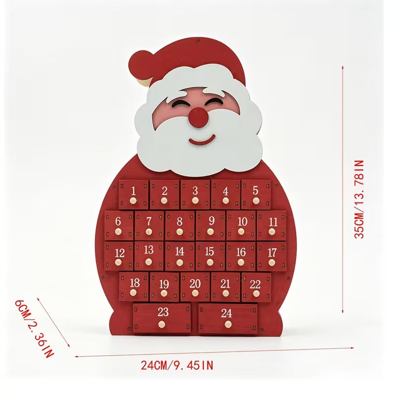 Wooden Christmas Advent Calendar with Snowman Design