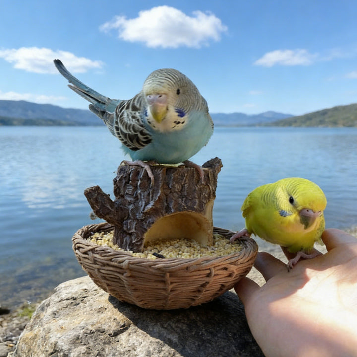 Hanging tree stump birdbath made of resin