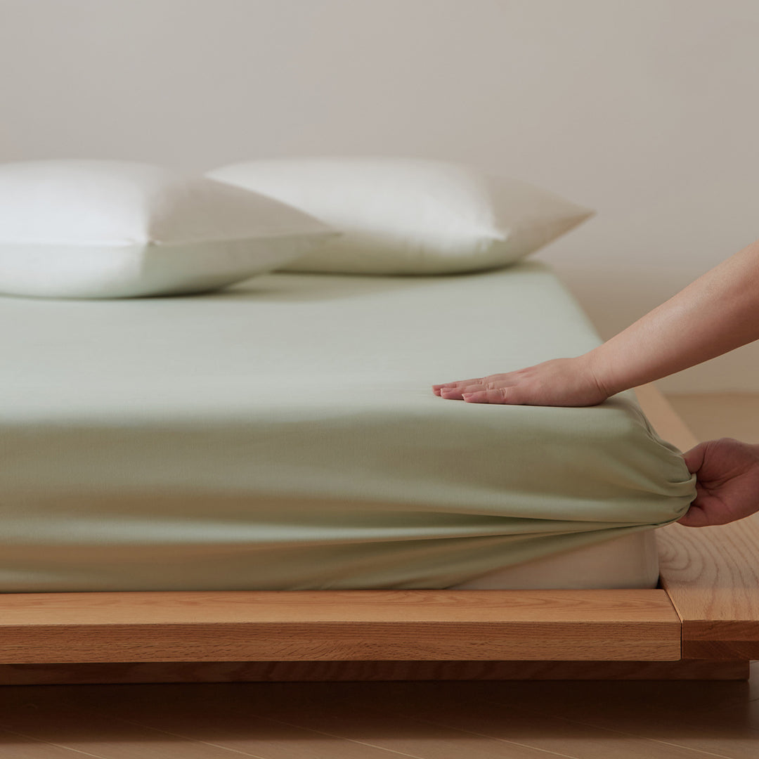 Fitted sheet made of brushed cotton, 360-degree fit