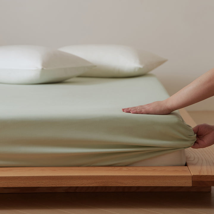 Fitted sheet made of brushed cotton, 360-degree fit