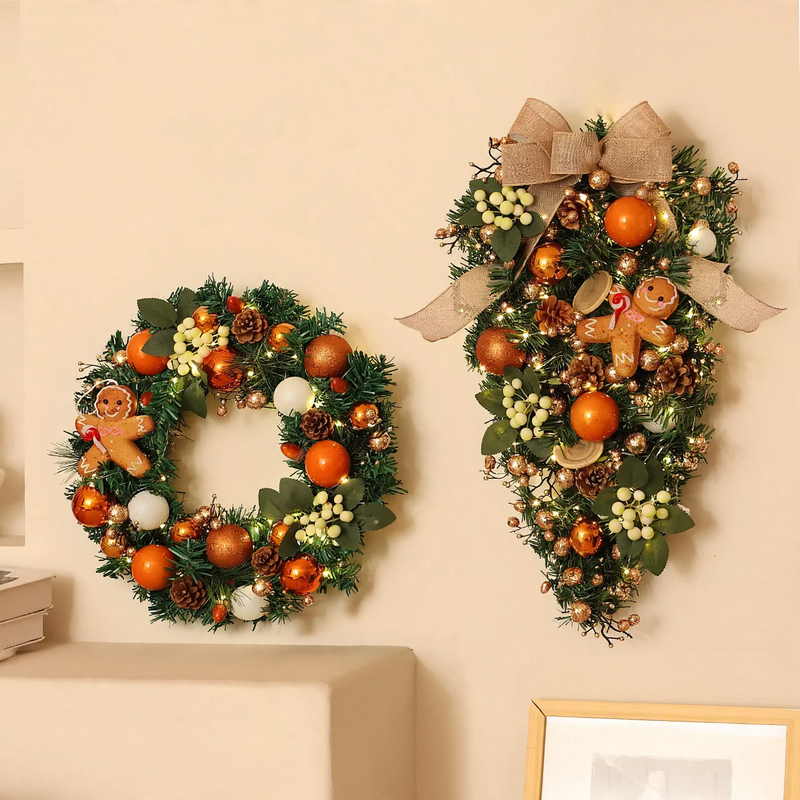 Decorative Christmas wreath made of silk flowers