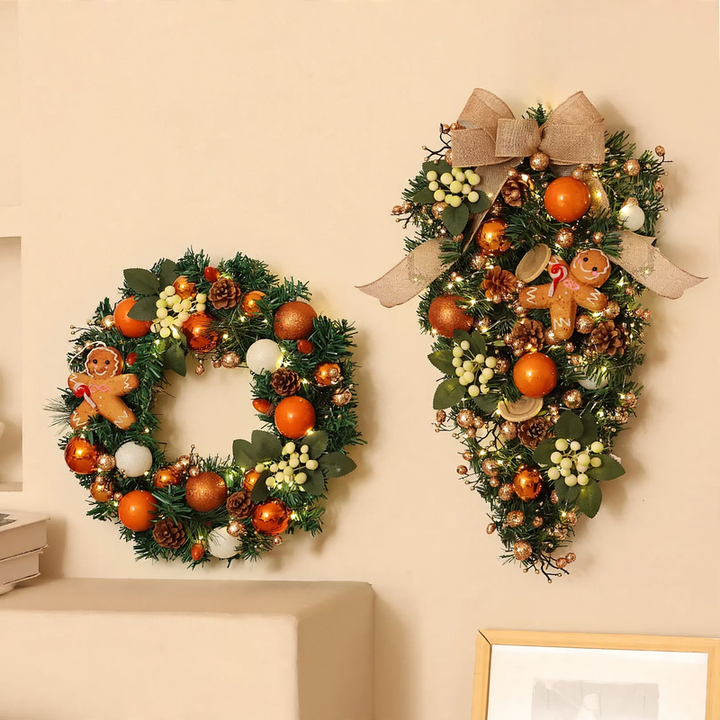 Decorative Christmas wreath made of silk flowers