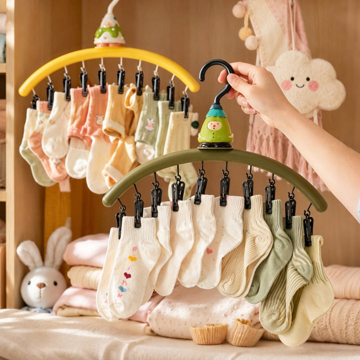 Cartoon clothes dryer with clips