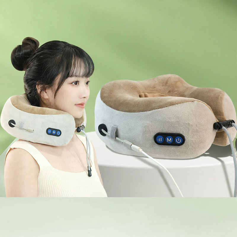 U-shaped neck massage pillow with mechanical massage