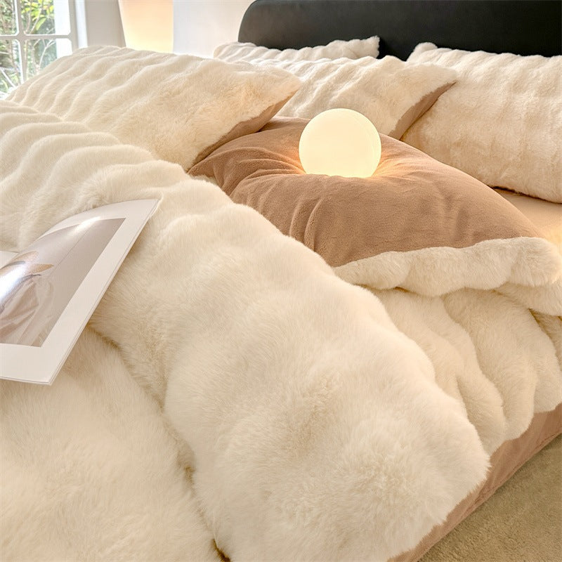Winter bedding set made of milk fiber fleece, extra thick