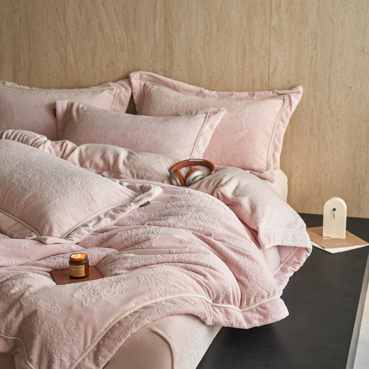 Milk fiber bedding set, 4-piece, embossed