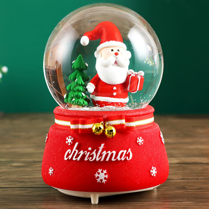 Decorative snow globe music box with light and music