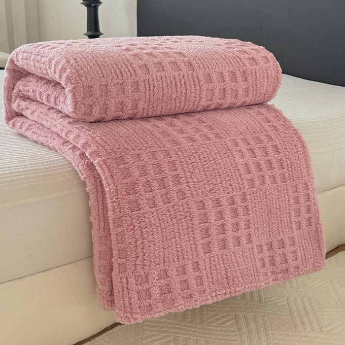 Fluffy coral fleece blanket for relaxing breaks