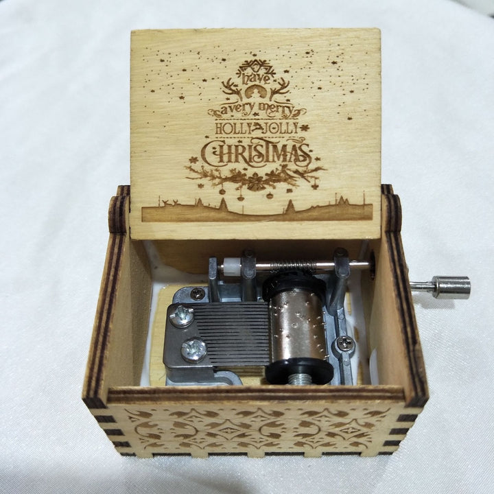 Decorative music box made of wood with engraving