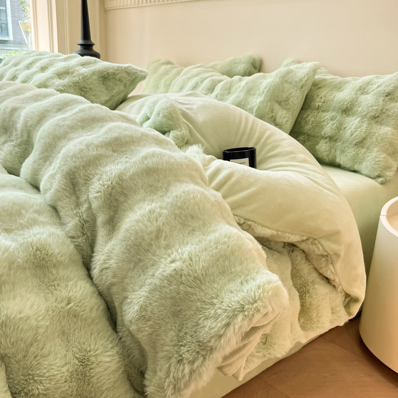 Winter bedding set made of thick milk fiber fleece