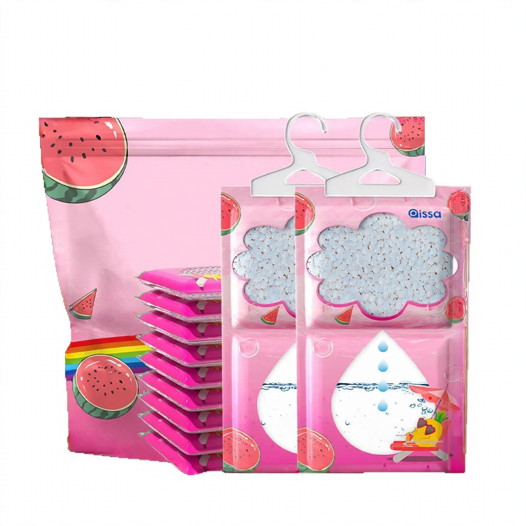 Hanging dehumidifier bag for wardrobes