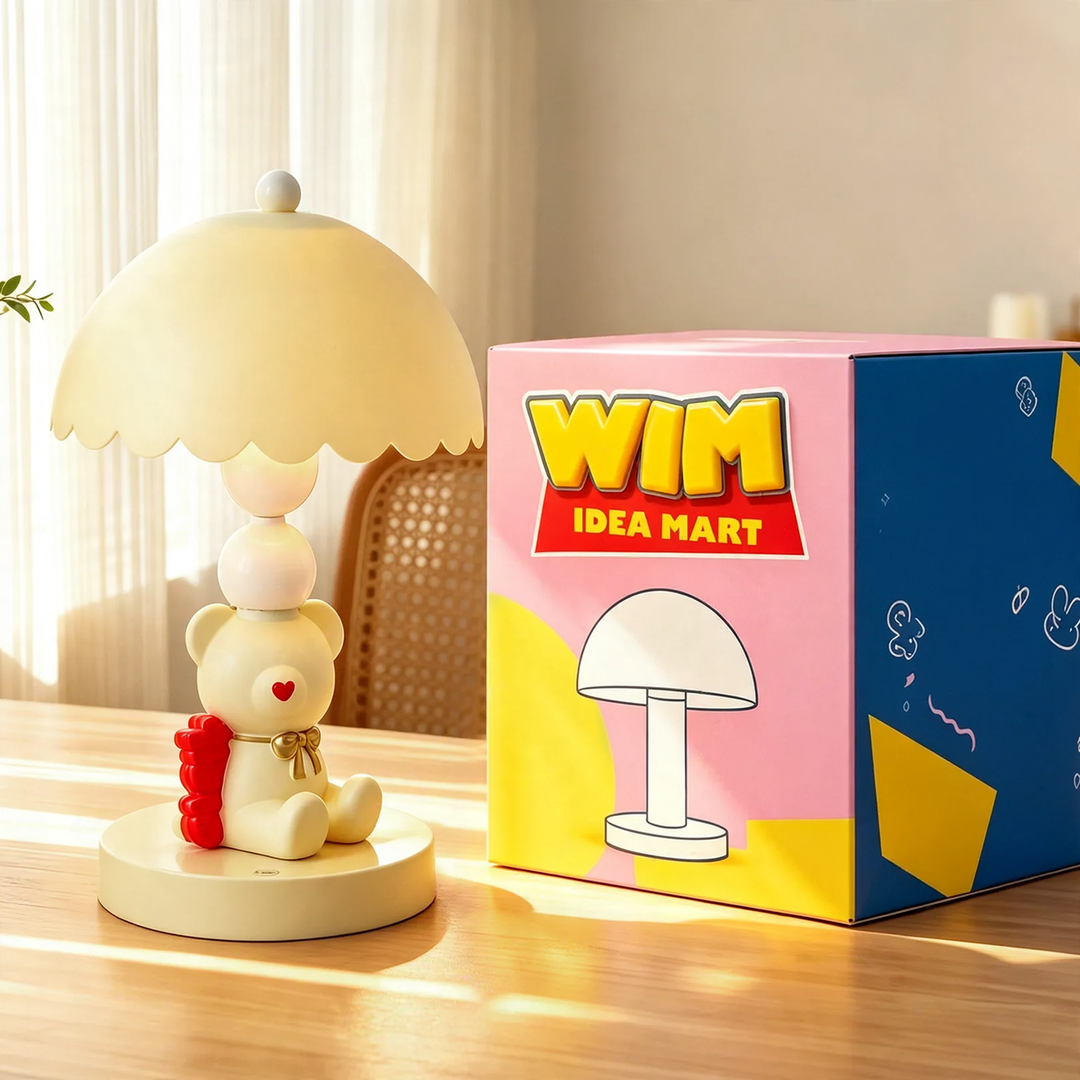 Bow Teddy Bear Table Lamp for Kids Room