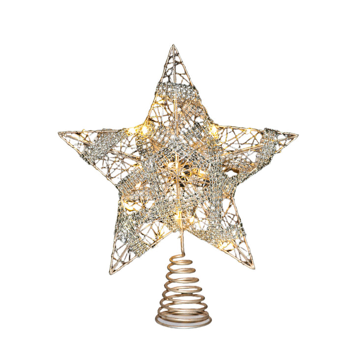 Christmas tree top star made of iron, illuminated