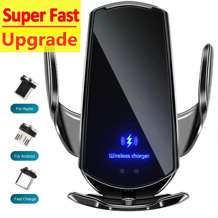 Stornfield | Chargeur de voiture sans fil 2-en-1 et support de téléphone à pince automatique - Charge rapide, compatibilité universelle sécurisée, réglable et pratique