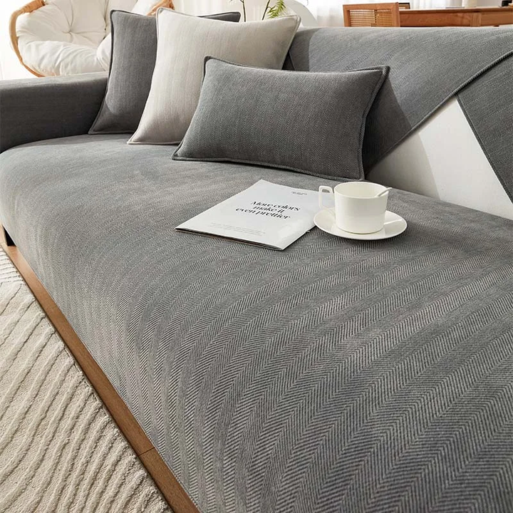 Herringbone Chenille Fabric Furniture Protector Sofa Cover | Stornfield