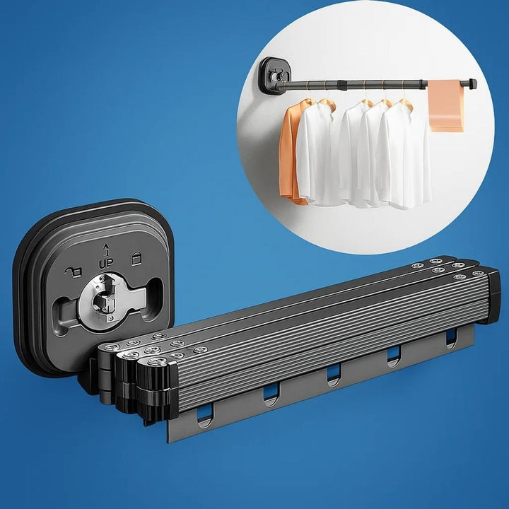 SpaceEase | Foldable Clothes Hanger – Retractable Wall Rack – Stainless Steel – Ideal for Small Spaces Stornfield