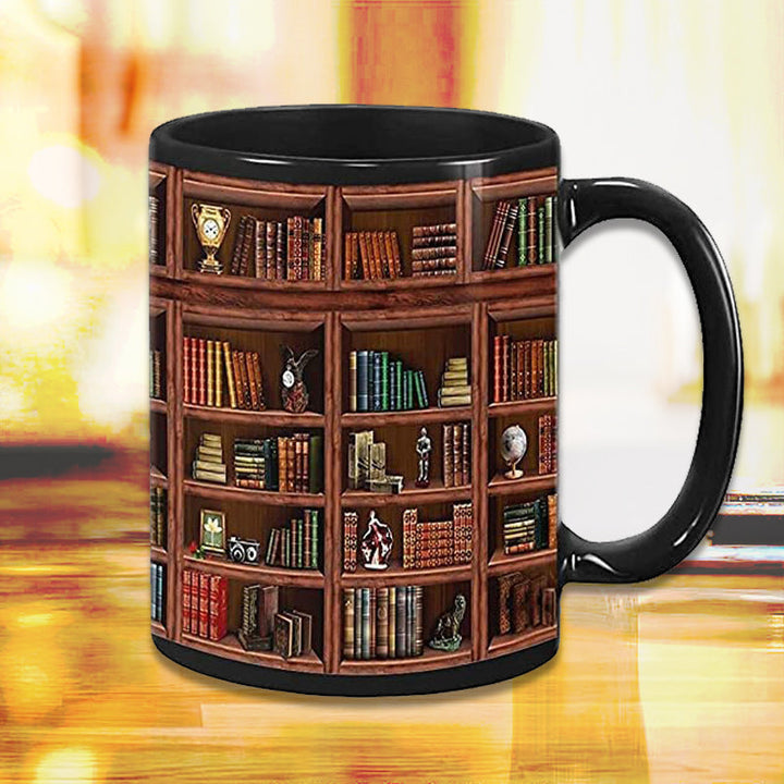 Ceramic Mug Bookshelf - Gift for Book and Cat Lovers | Stornfield