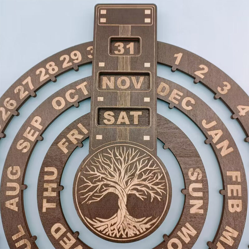 Wood Rotating Circular Perpetual Calendar | Stornfield