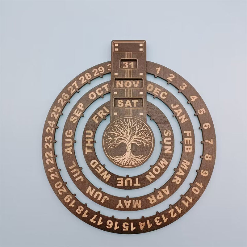 Wood Rotating Circular Perpetual Calendar | Stornfield