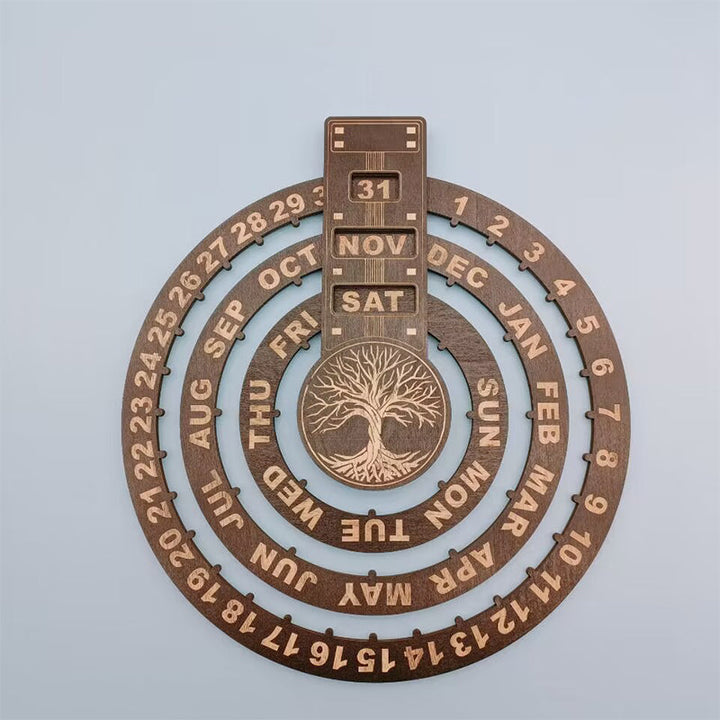 Wood Rotating Circular Perpetual Calendar | Stornfield