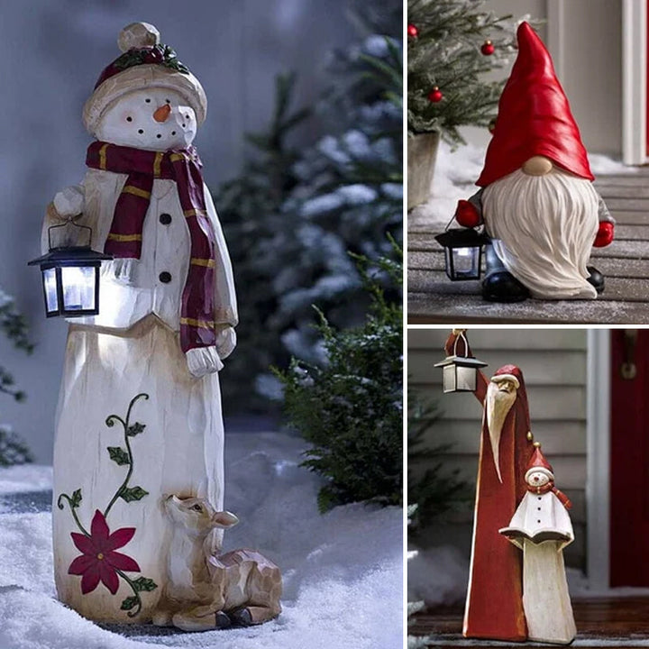 Woodland Snowman with Solar Lantern | Stornfield