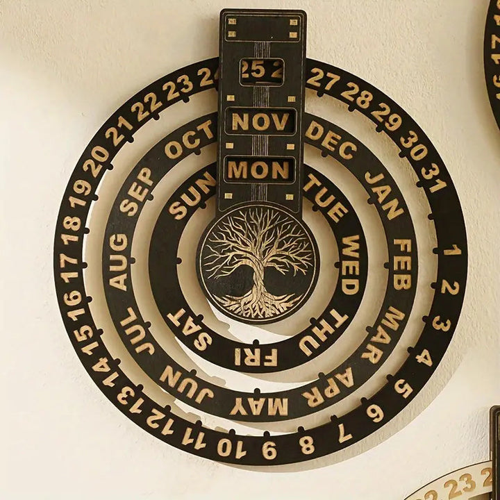 Wood Rotating Circular Perpetual Calendar | Stornfield