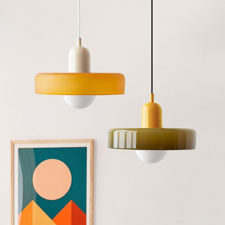 Stornfield | Stained Glass Pendant Light | Elegant Bauhaus Style Hanging Lamp | Designer Lamp for Living Room and Dining Room