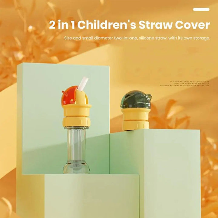Reusable drinking bottle for children with straw lid | Stornfield