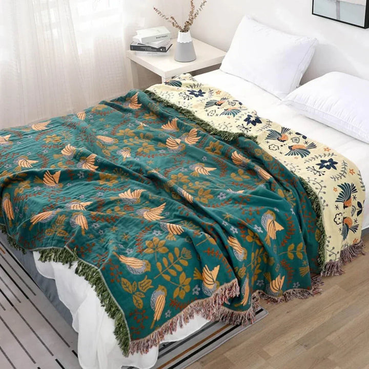 Stornfield | Reversible Scandinavian Bird Throw - NordicNest
