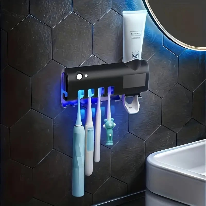 Stornfield | Support de brosse à dents stérilisateur UV intelligent, distributeur de dentifrice mural