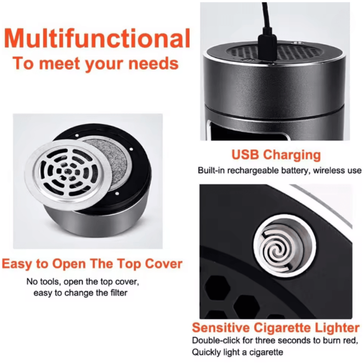 Stornfield | Portable Smokeless Ashtray with HEPA Filter & USB Battery