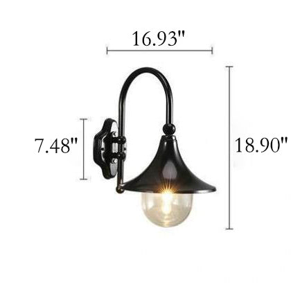 Retro Minimalist Trumpet Waterproof 1-Light Wall Sconce Lamp | Stornfield