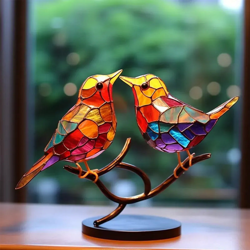 Birds on Branches Stained Glass Ornaments | Stornfield