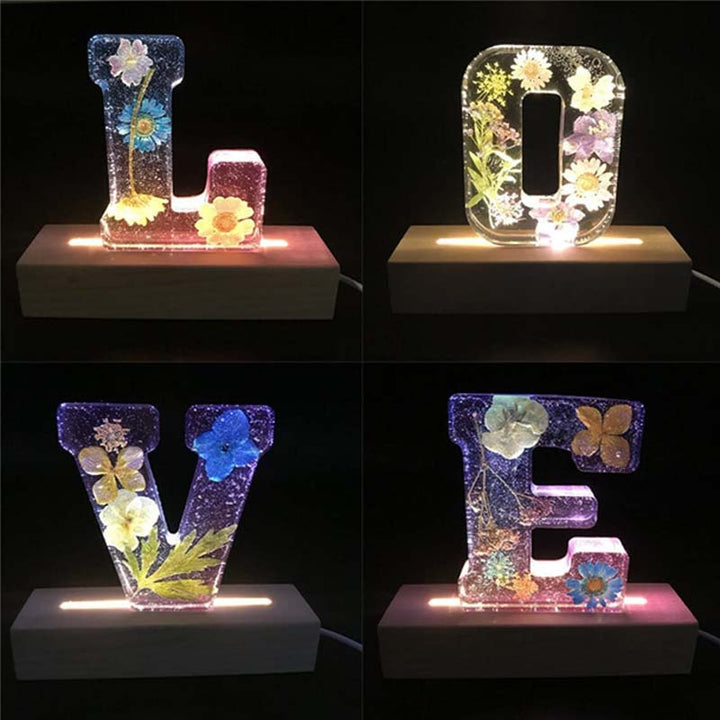 Harz-Flower-Night Light | LED-Decorative Lamp in Letter Shape
