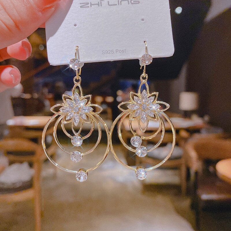 Crystal Lotus Three Hoop Earrings | Stornfield