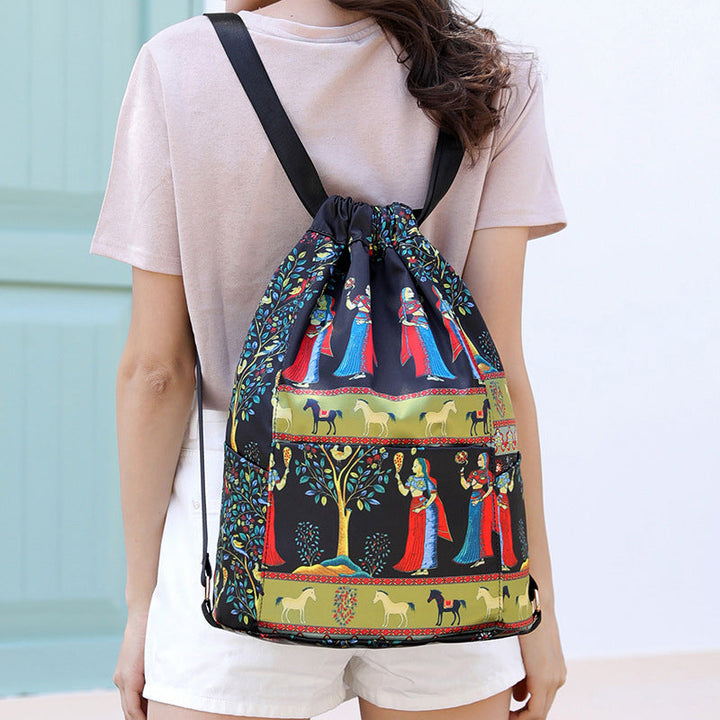 Drawstring shoulder bag in ethnic style | Stornfield