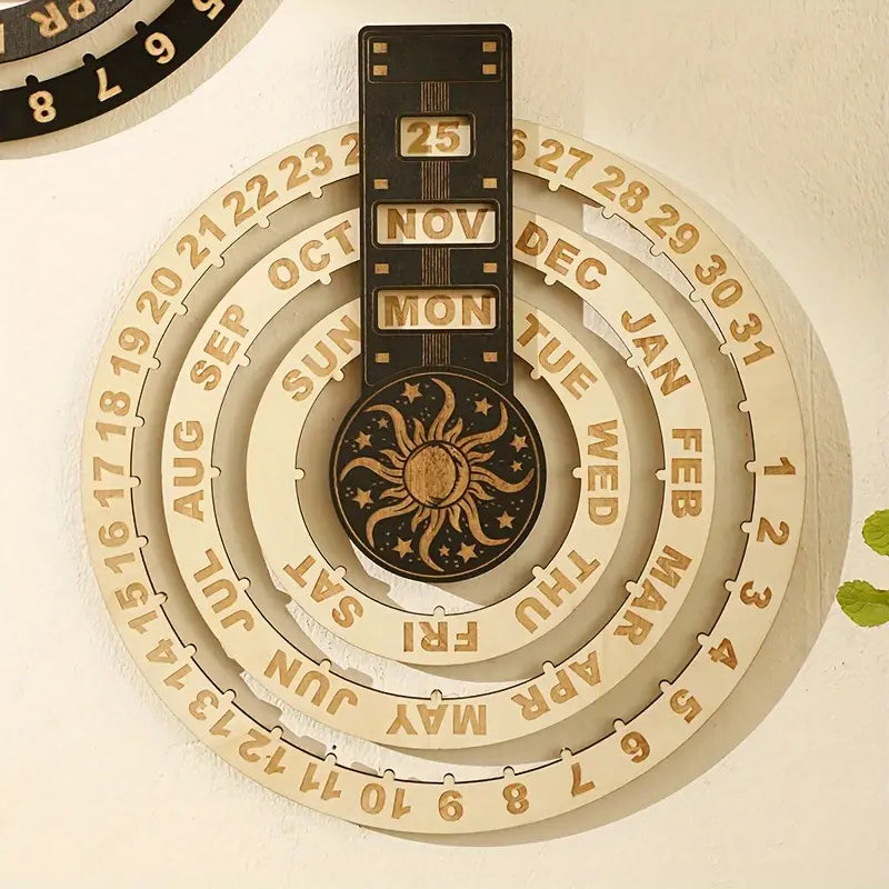 Wood Rotating Circular Perpetual Calendar | Stornfield