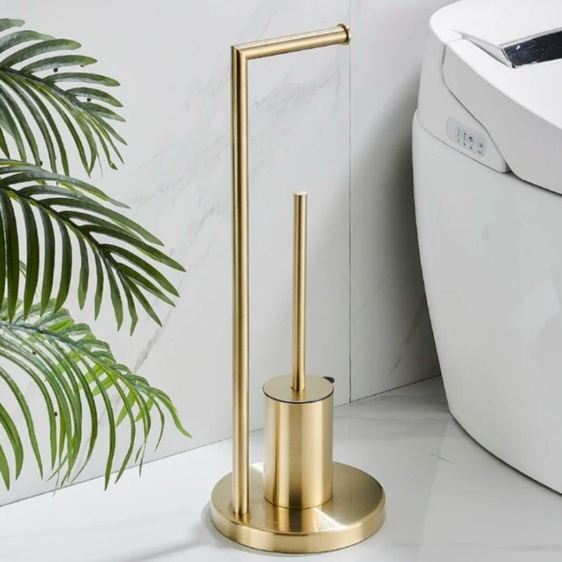 CleanStand Freestanding Toilet Paper Holder with Brush Bowl