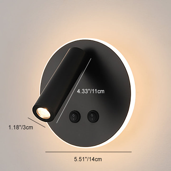 Stornfield | Rectangular Round Minimalist Modern Aluminum Iron LED Wall Lamp for Bedroom