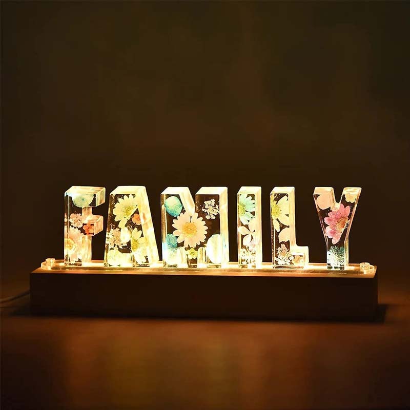 Harz-Flower-Night Light | LED-Decorative Lamp in Letter Shape