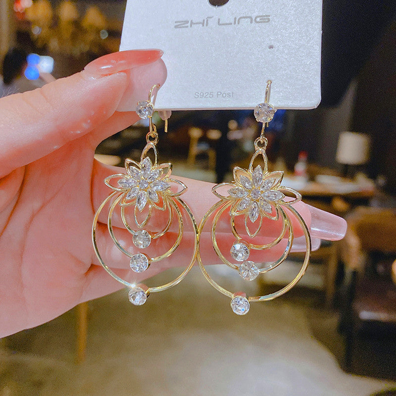 Crystal Lotus Three-Ring Earrings Stornfield