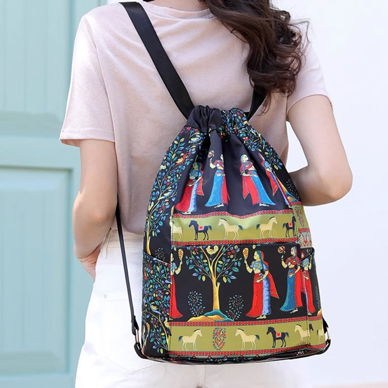 Drawstring shoulder bag in ethnic style | Stornfield