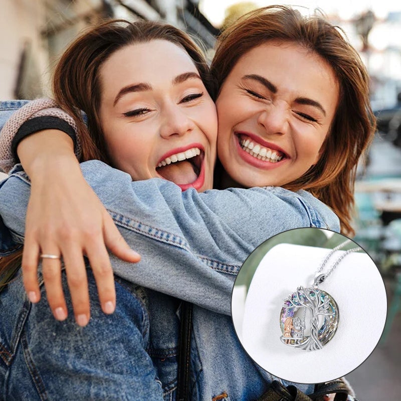 Stornfield | Tree of Life Sister on the Swing Cry-stal Pendant Necklace