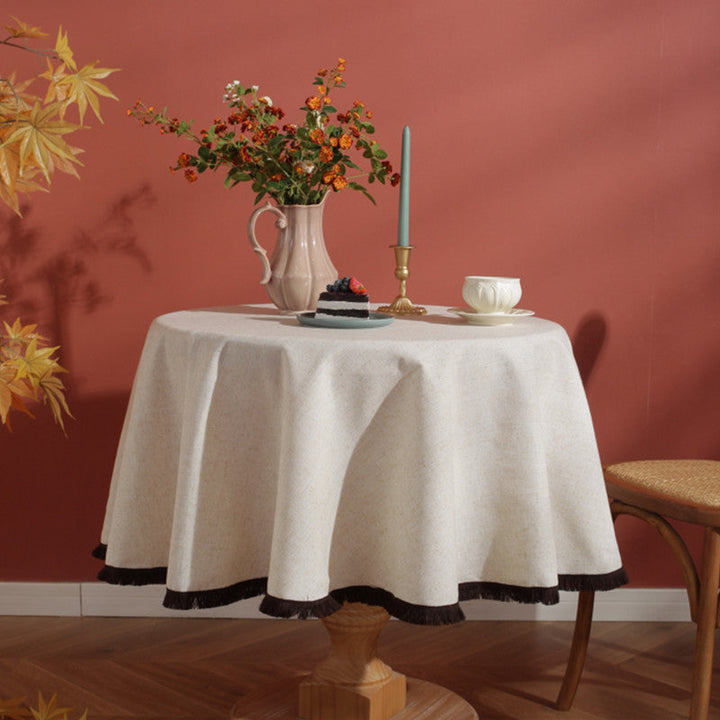 Stornfield | Minimalist Linen Tablecloth with Fringes Natural Style